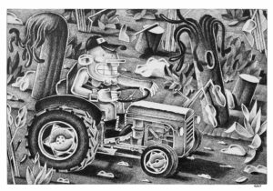 tracteur au crayon sur papier