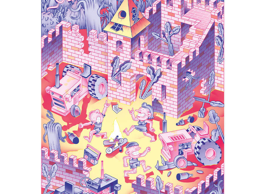 illustration d'une fête autour du feu