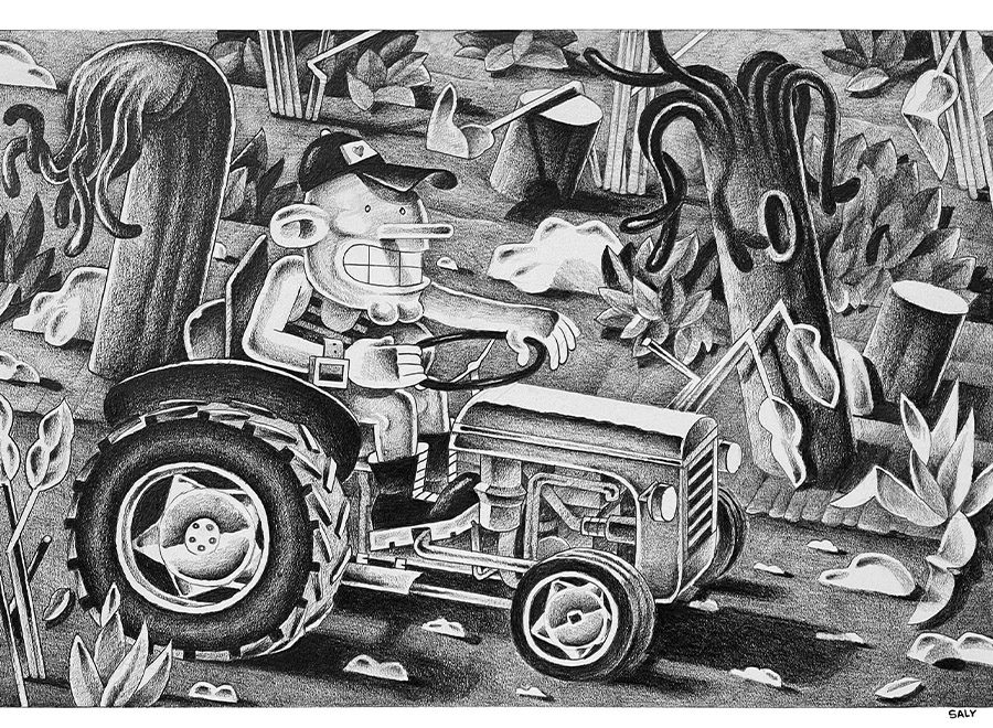 tracteur au crayon sur papier